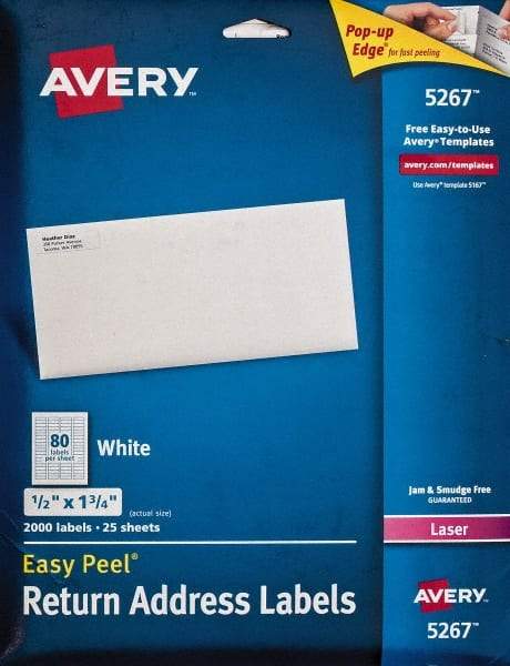 AVERY - 1-3/4" Long, White Paper Shipping Label - For Laser Printers - Exact Industrial Supply