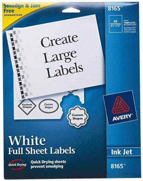 AVERY - 11" Long, White Paper Shipping Label - For Inkjet Printers - Exact Industrial Supply