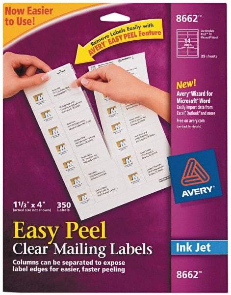 AVERY - 4" Long, Clear Shipping Label - For Inkjet Printers - Exact Industrial Supply