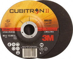 3M - 36 Grit, 5" Wheel Diam, 7/8" Arbor Hole, Type 27 Depressed Center Wheel - Ceramic, Resinoid Bond, S Hardness, 12,250 Max RPM - Exact Industrial Supply