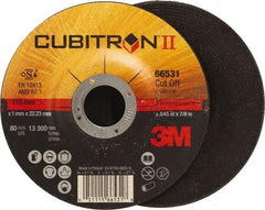 3M - 60 Grit, 4-1/2" Wheel Diam, 7/8" Arbor Hole, Type 27 Depressed Center Wheel - Ceramic, Resinoid Bond, S Hardness, 13,300 Max RPM - Exact Industrial Supply