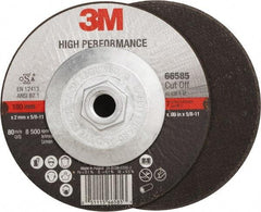 3M - 36 Grit, 7" Wheel Diam, Type 27 Depressed Center Wheel - Ceramic, Resinoid Bond, R Hardness, 8,500 Max RPM - Exact Industrial Supply