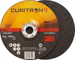3M - 36 Grit, 7" Wheel Diam, 1/4" Wheel Thickness, Type 27 Depressed Center Wheel - Ceramic, Resinoid Bond, 8,500 Max RPM, Compatible with Angle Grinder - Exact Industrial Supply