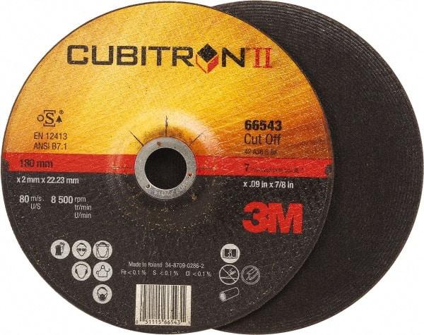 3M - 60 Grit, 7" Wheel Diam, 7/8" Arbor Hole, Type 27 Depressed Center Wheel - Ceramic, Resinoid Bond, S Hardness, 8,500 Max RPM - Exact Industrial Supply