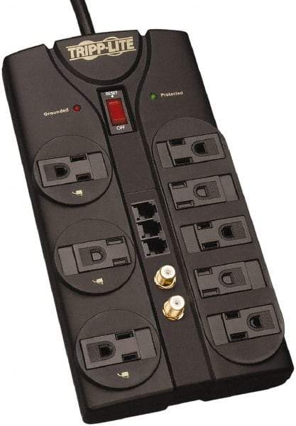 Tripp-Lite - 8 Outlets, 120 VAC15 Amps, 8' Cord, Power Outlet Strip - Floor, Keyhole Mount, 5-15 NEMA Configuration, 1.51" Strip - Exact Industrial Supply