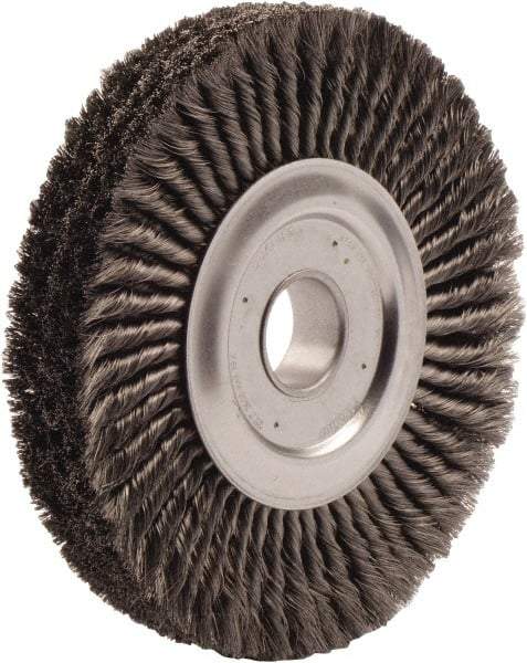 Weiler - 15" OD, 2" Arbor Hole, Knotted Steel Wheel Brush - 3/4" Face Width, 2" Trim Length, 0.016" Filament Diam, 5,000 RPM - Exact Industrial Supply