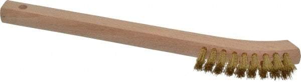 Weiler - 2 Rows x 9 Columns Brass Scratch Brush - 8-3/4" OAL, 5/8" Trim Length, Wood Toothbrush Handle - Exact Industrial Supply