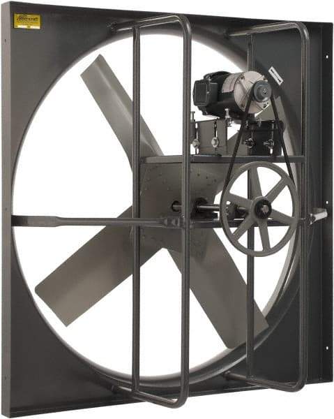 Americraft - 48" Blade, Belt Drive, 5 hp, 33,160 CFM, Explosion Proof Exhaust Fan - 54-1/2" Opening Height x 54-1/2" Opening Width, 15.2/7.6 Amp, 230/460 Volt, 1 Speed, Three Phase - Exact Industrial Supply