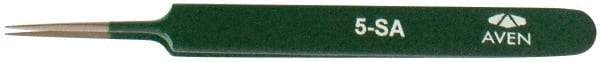 Aven - 4-1/4" OAL 5-SA Color Coded Precision Tweezers - Stainless Steel, 5-SA Pattern - Exact Industrial Supply