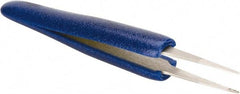 Aven - 4-3/4" OAL 2A-SA Ergonomic Cushion Grip Tweezers - Straight, Flat Tips - Exact Industrial Supply