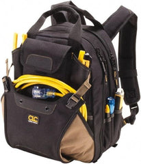 CLC - 44 Pocket Black & Khaki Polyester Backpack Tool Bag - 13" Wide x 7-1/2" Deep x 16" High - Exact Industrial Supply