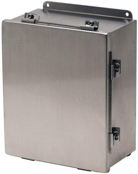 Cooper B-Line - Stainless Steel Standard Enclosure Hinge Flat Cover - NEMA 4, 12, 13, 3RX, 4X, 10" Wide x 12" High x 6" Deep, Corrosion Resistant, Dust-tight, Rainproof & Watertight - Exact Industrial Supply