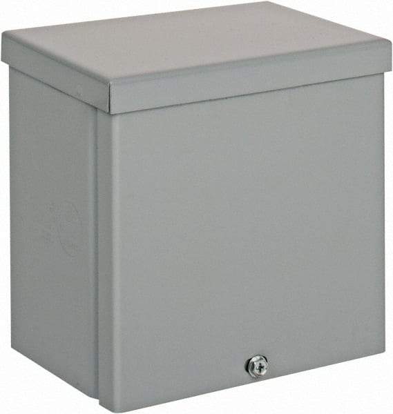 Cooper B-Line - Steel Junction Box Enclosure Screw Flat Cover - NEMA 3R, 6" Wide x 6" High x 4" Deep, Rainproof - Exact Industrial Supply