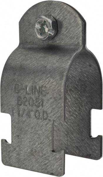 Cooper B-Line - 1-1/4" Pipe, 14 Gauge, Grade ASTM A1011," Pipe or Conduit Clamp - Zinc Plated, 600 Lb Capacity, All Conduit - Exact Industrial Supply