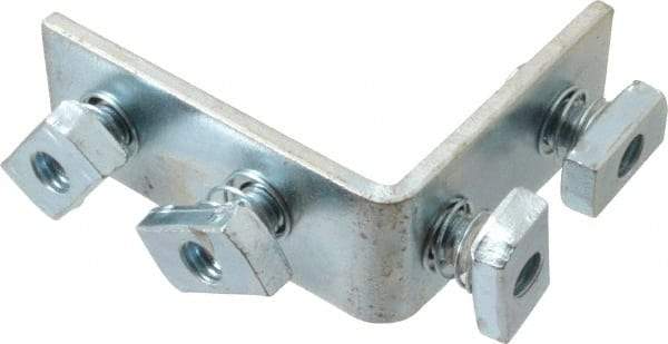 Cooper B-Line - Zinc Plated Carbon Steel 90° Preassembled Strut Fitting - 1/2" Bolt, 4 Holes, Used with Cooper B Line Channel & Strut (All Sizes Except B62 & B72) - Exact Industrial Supply
