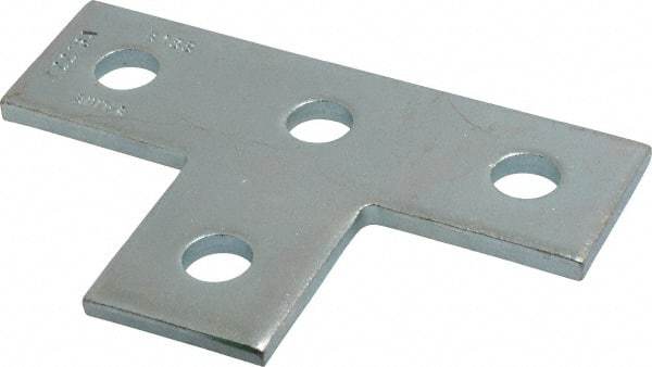 Cooper B-Line - Zinc Plated Carbon Steel Flat Tee Strut Fitting - 1/2" Bolt, 4 Holes, Used with Cooper B Line Channel & Strut (All Sizes Except B62 & B72) - Exact Industrial Supply
