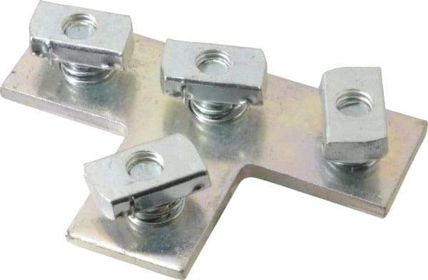 Cooper B-Line - Zinc Plated Carbon Steel Preassembled Flat Tee Strut Fitting - 1/2" Bolt, 4 Holes, Used with Cooper B Line Channel & Strut (All Sizes Except B62 & B72) - Exact Industrial Supply
