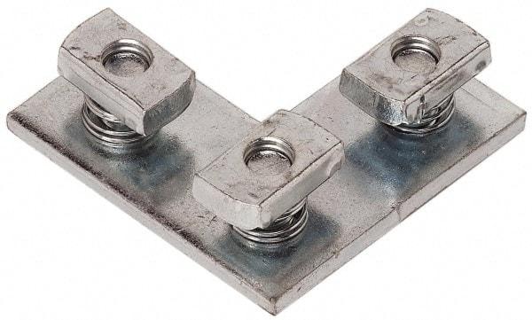 Cooper B-Line - Zinc Plated Carbon Steel Preassembled Flat Corner Strut Fitting - 1/2" Bolt, 3 Holes, Used with Cooper B Line Channel & Strut (All Sizes Except B62 & B72) - Exact Industrial Supply