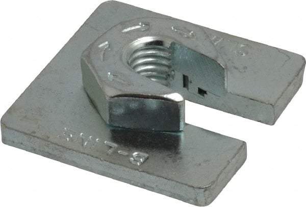 Cooper B-Line - 3/8" Rod, Zinc Plated Carbon Steel Slip On Square Washer, Lock Strut Nut - 730 Lb Capacity, 3/8-16" Bolt, 1 Hole, Used with Cooper B Line Channel & Strut (All Sizes Except B62 & B72) - Exact Industrial Supply