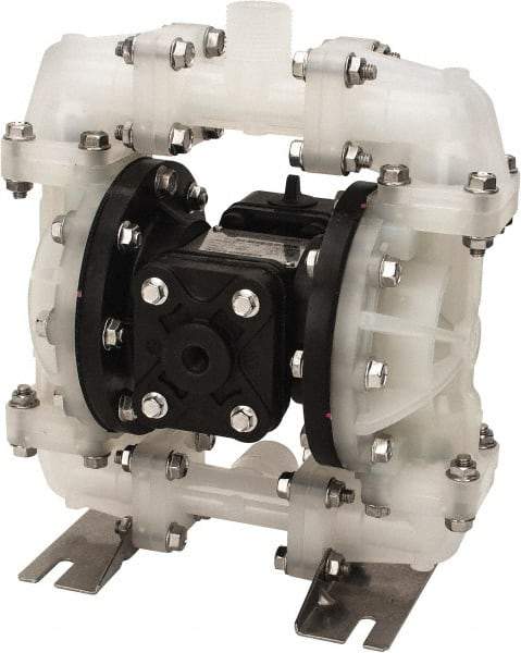 SandPIPER - 1/2" NPT, Nonmetallic, Air Operated Diaphragm Pump - Buna-N Diaphragm, Polypropylene Housing - Exact Industrial Supply