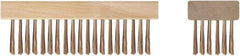Ampco - 19 Rows x 6 Columns Bronze Scratch Brush - 7-1/4" OAL, 1-3/4" Trim Length, Wood Straight Handle - Exact Industrial Supply