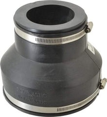 Made in USA - 6 x 3" PVC Flexible Pipe Coupling with Clamp - 6" Long, Pipe x Pipe, Stainless Steel Clamp - Exact Industrial Supply