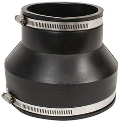 Made in USA - 6 x 4" PVC Flexible Pipe Coupling with Clamp - 6" Long, Pipe x Pipe, Stainless Steel Clamp - Exact Industrial Supply
