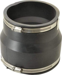 Made in USA - 6 x 5" PVC Flexible Pipe Coupling with Clamp - 6" Long, Pipe x Pipe, Stainless Steel Clamp - Exact Industrial Supply