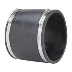Made in USA - 6" PVC Flexible Pipe Coupling with Clamp - 6" Long, Pipe x Pipe, Stainless Steel Clamp - Exact Industrial Supply