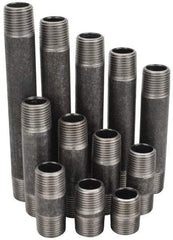 Made in USA - 66 Piece, 1/2" Pipe, Black Finished Steel Pipe Nipple Set - Schedule 40, (6) Close, (6) 1-1/2, (6) 2, (6) 2-1/2, (6) 3, (6) 3-1/2, (6) 4, (6) 4-1/2, (6) 5, (6) 5-1/2, (6) 6 - Exact Industrial Supply
