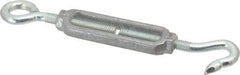 Made in USA - 112 (Hook) & 96 (Eye) Lb Load Limit, 5/16" Thread Diam, 2-9/16" Take Up, Aluminum Hook & Eye Turnbuckle - 3-7/16" Body Length, 7/32" Neck Length, 6-3/4" Closed Length - Exact Industrial Supply
