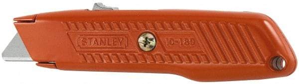 Stanley - Retractable Utility Knife - 1-7/8" Carbon Steel Blade, Gray Zinc Handle, 1 Blade Included - Exact Industrial Supply