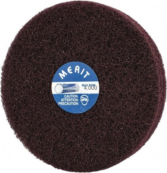 Merit Abrasives - 5" Diam, Medium Mounted Scrubber Buffing Wheel - 3 Ply, Medium Grade, 1/4" Shank Diam, 4,000 RPM - Exact Industrial Supply