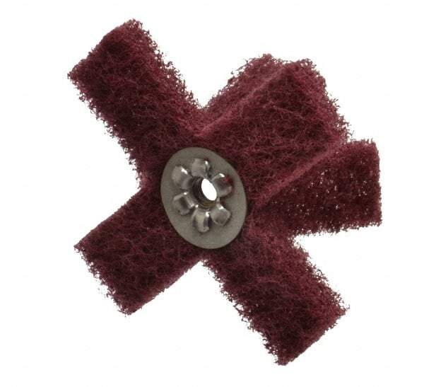 Merit Abrasives - 3" Diam Medium Density Cross Buff - 2 Plys, 1/4-20 Thread, Very Fine Grade, 8,000 Max RPM - Exact Industrial Supply
