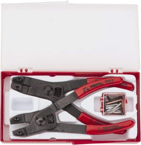 Proto - 2 Piece, Retaining Ring Pliers Set - 6-1/4" OAL - Exact Industrial Supply
