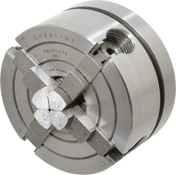 Sherline - 4 Jaws, 2.5" Diam, Independent Manual Lathe Chuck - 3/4-16" Spindle Mount - Exact Industrial Supply