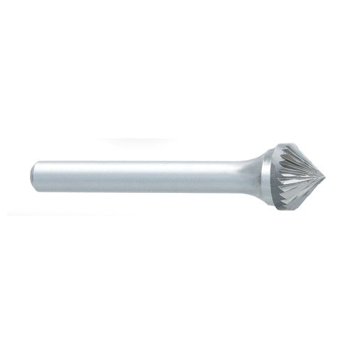 SK-1 -1/4 x LOC × 1/4 Shank × 2 OAL 90 Degree Cone Carbide Medium Tough Cut Burr - Exact Industrial Supply