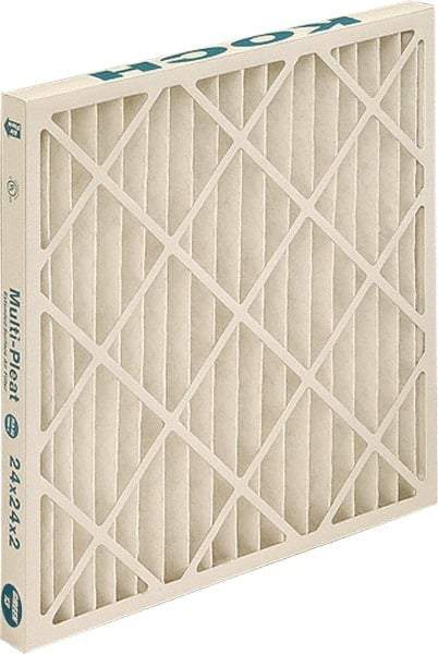 Made in USA - 12" Noml Height x 24" Noml Width x 1" Noml Depth, 80 to 85% Capture Efficiency, Wire-Backed Pleated Air Filter - MERV 13, Synthetic, Integrated Beverage Board Frame, 300 Max FPM, 600 CFM, For Any Unit - Exact Industrial Supply