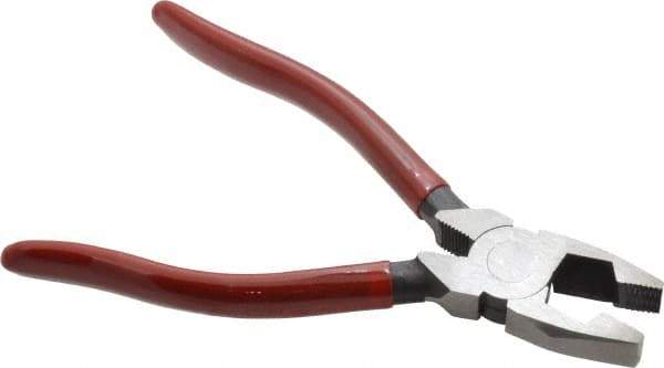 Proto - 6-3/16" OAL, 1-3/32" Jaw Length x 29/32" Jaw Width, Linesman's Pliers - Serrated Pipe Jaw, New England Style Head, Plastisol Handles - Exact Industrial Supply