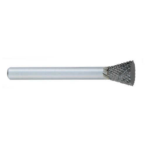 SN-1 -1/4 × 5/16 LOC × 1/4 Shank × 2 OAL Inverted Taper Carbide Medium Tough Cut Burr - Exact Industrial Supply