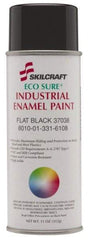 Ability One - Black, Gloss, Enamel Spray Paint - 8 to 10 Sq Ft per Can, 11 oz Container - Exact Industrial Supply