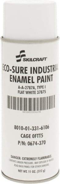 Ability One - White, Flat, Enamel Spray Paint - 8 to 10 Sq Ft per Can, 11 oz Container - Exact Industrial Supply