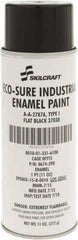 Ability One - Black, Flat, Enamel Spray Paint - 8 to 10 Sq Ft per Can, 11 oz Container - Exact Industrial Supply