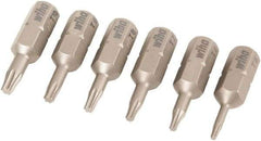 Wiha - 6 Piece, 1/4" Drive Screwdriver Torx Insert Bit Set - T5 to T10 Torx - Exact Industrial Supply
