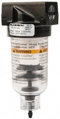 Wilkerson - 1/4" Port, 4.26" High x 1.69" Wide, Miniature FRL Filter with Polycarbonate Bowl & Piston Drain - 24 SCFM, 150 Max psi, 125°F Max - Exact Industrial Supply