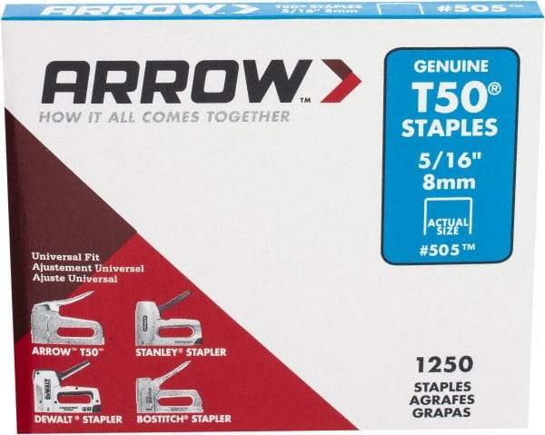 Arrow - 3/8" Wide High Carbon Steel Heavy-Duty Staples - 5/16" Leg Length - Exact Industrial Supply