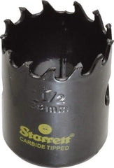 Starrett - 1-1/2" Diam, 1-5/8" Cutting Depth, Hole Saw - Carbide-Tipped Saw, Toothed Edge - Exact Industrial Supply