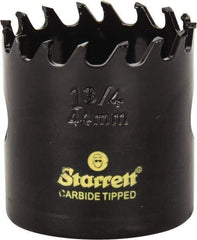 Starrett - 1-3/4" Diam, 1-5/8" Cutting Depth, Hole Saw - Carbide-Tipped Saw, Toothed Edge - Exact Industrial Supply