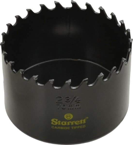 Starrett - 2-3/4" Diam, 1-5/8" Cutting Depth, Hole Saw - Carbide-Tipped Saw, Toothed Edge - Exact Industrial Supply