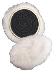 3M - 5-1/4" Diam Wool Bonnet Pad - 15/16" Pile, Hook & Loop Attachment - Exact Industrial Supply